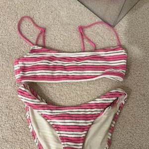 Triangl Swimwear Pink and White Striped Bikini